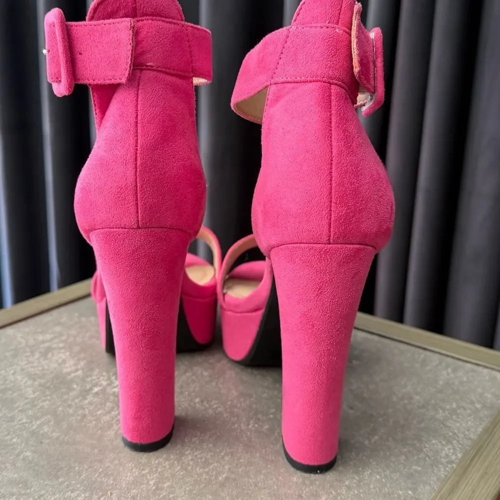 IDIFU IN5 Sabrina Platform Block Chunky High Heels Ankle Strap Heel size 7